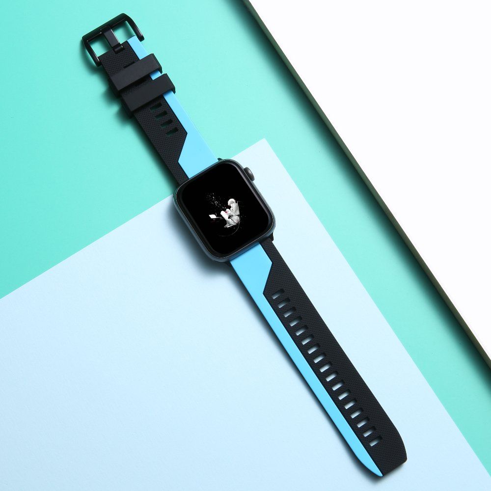 애플워치 10세대 스트랩 스포츠 투톤 컬러 실리콘 밴드 흰색과 검정색 40mm (iwatch4/5/6/se 세대) - 상세 이미지 4