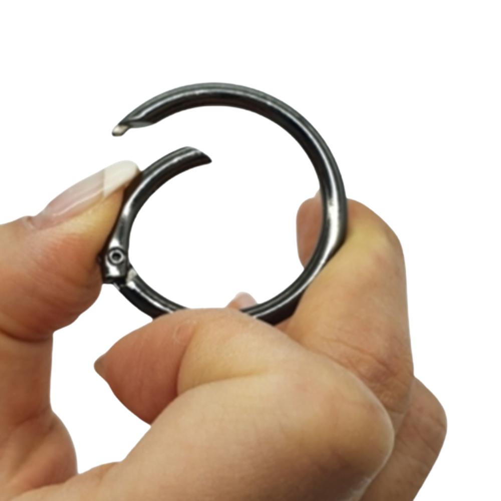 아연합금 열쇠고리 부자재 키링 원형링 원터치 자동잠금 지름 40mm 빈티지 유광 블랙