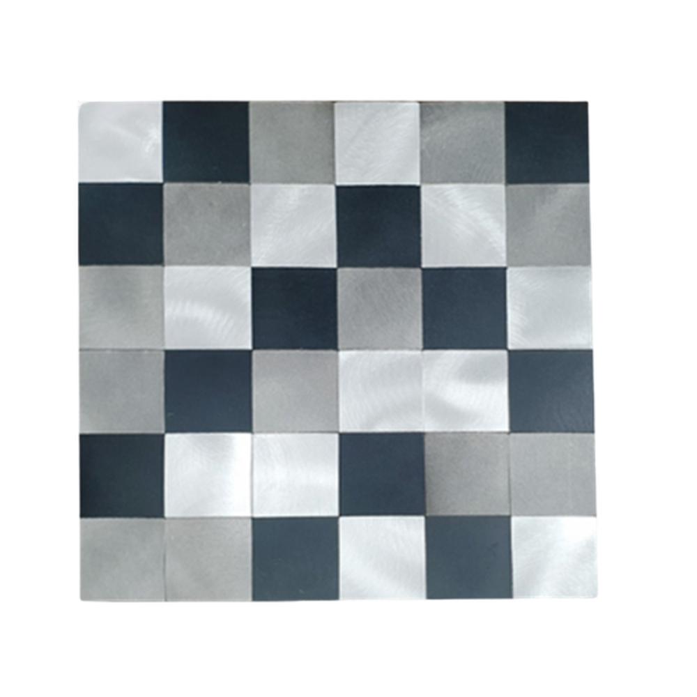 3D 입체 타일스티커 데코시트지 후면접착 생활방수 두꺼운4T 305x305mm, 은색검정연고동 랜덤바둑판