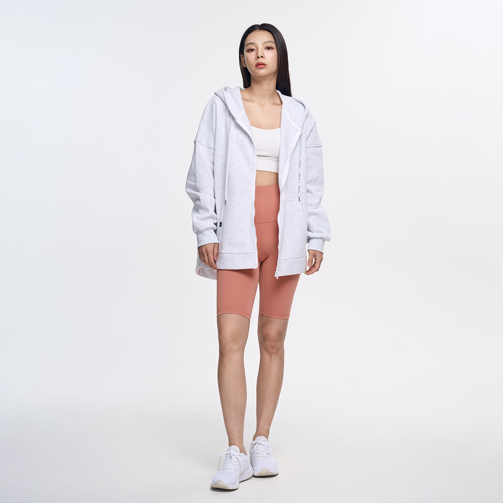 롱 후드집업 후드티 오버핏 엉덩이 덮는 무지 여자 맨투맨 이미지 4