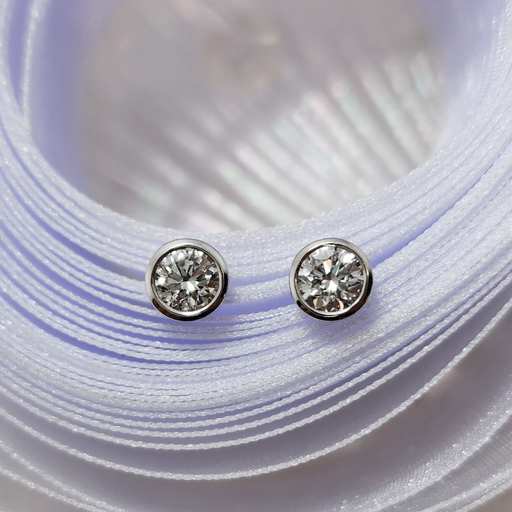 랩그로운 다이아몬드 베젤 1부2부 다이아 피어싱 귀걸이