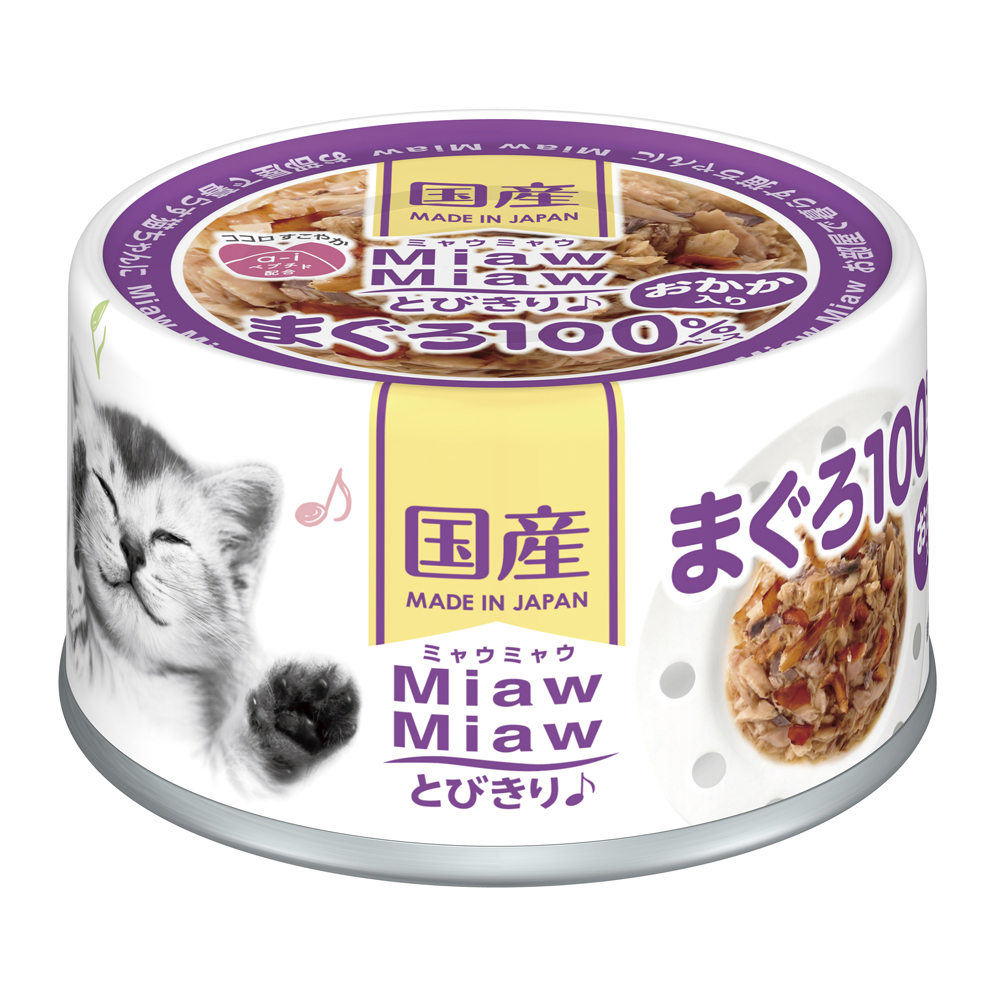 아이시아 먀우먀우 토비키리 고양이캔 고양이 습식캔 가다랑어포 참치, 60g, 1개 - 메인 이미지