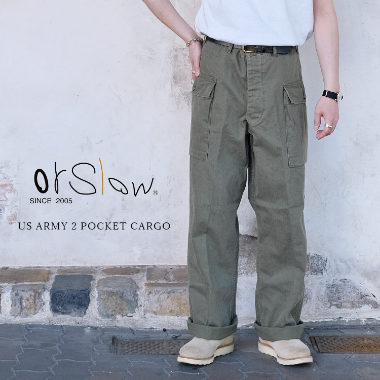 오어슬로우 orSlow US ARMY 2포켓 아미 카고 팬츠 03-5250-76 그린 - 메인 이미지