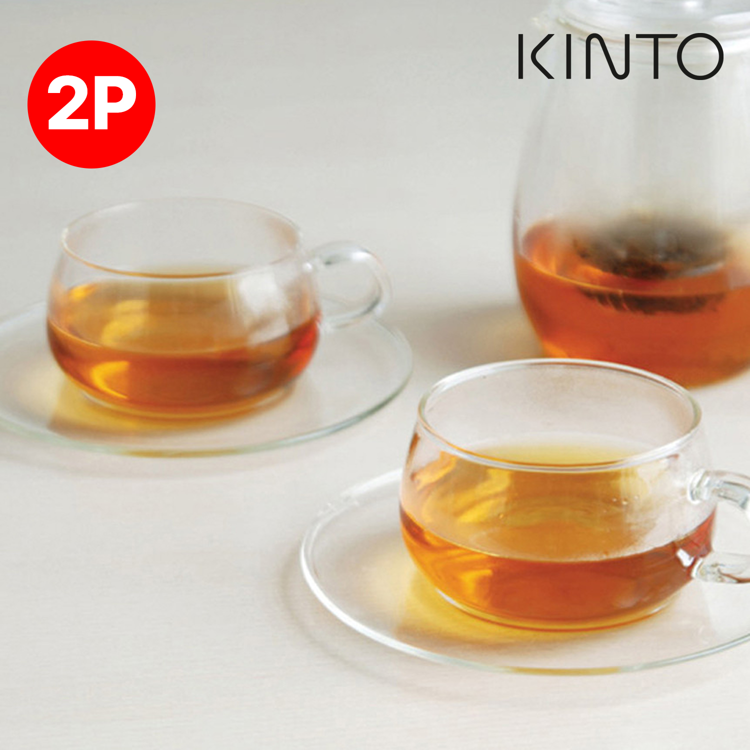 킨토 커피잔 찻잔 세트 내열유리 찻잔 홍차잔 티컵 투명 2P 230ml