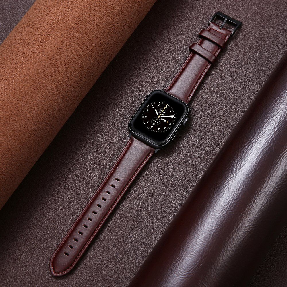 애플워치10 10세대 가죽 스트랩 브라운 패턴 손목 밴드 검은색 40mm(iwatch4/5/6/se 세대) - 상세 이미지 4