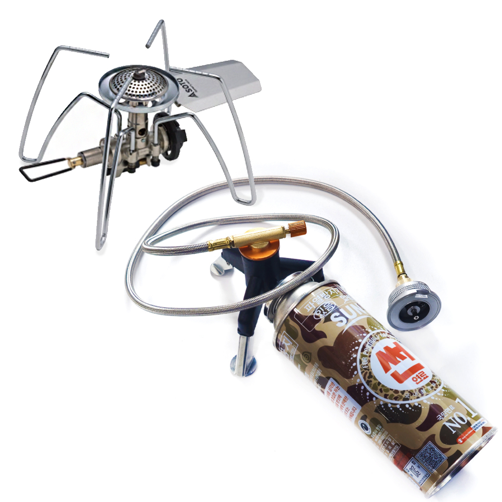 모아이캠핑 부탄 이소 가스 연장호스 어댑터 세트 소토버너 ST-310 ST-340 호환