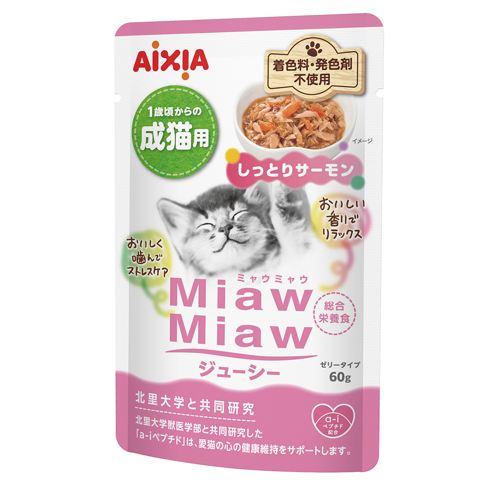 아이시아 먀우먀우 쥬시 파우치 고양이 습식 촉촉한 연어, 60g, 1개 - 메인 이미지