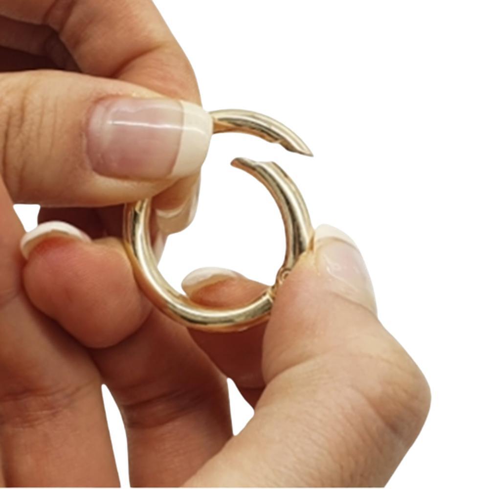 아연합금 열쇠고리 부자재 키링 원형링 원터치 자동잠금 지름 33mm 우아 유광 골드