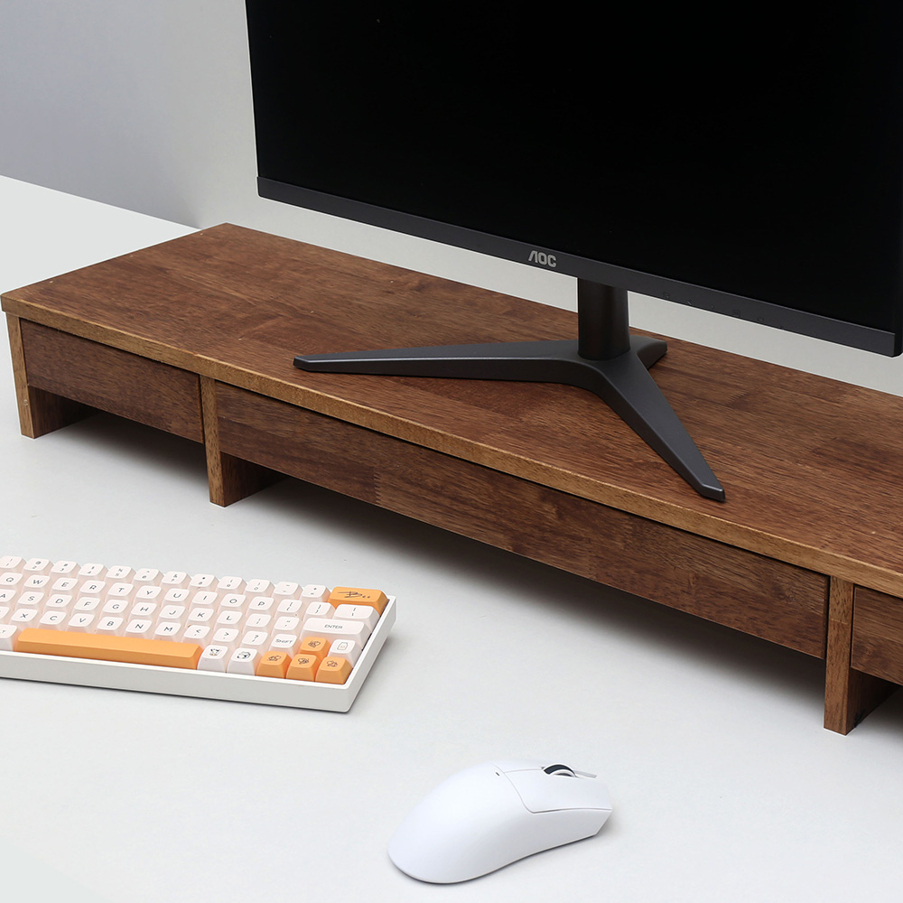 어반데코 모니터받침대 WA1000 3서랍 고무나무 원목 듀얼모니터받침대 - 상세 이미지 3