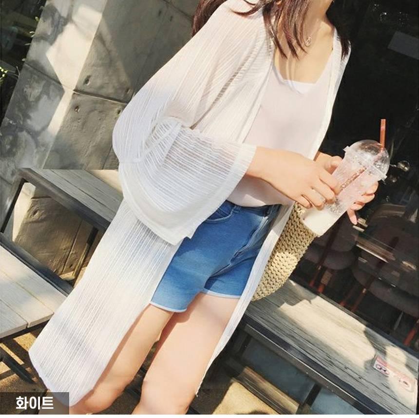 수영 가디건 쉬폰 수영 로브 여성 비치 룩 가디건 - 상세 이미지 2