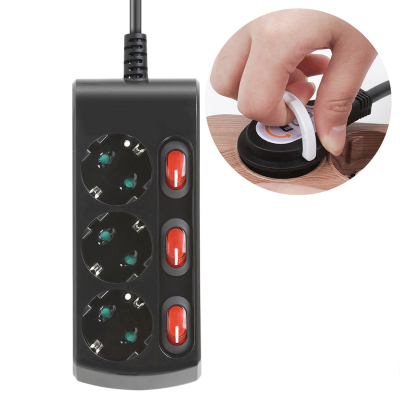 러그박스 개별 납작 멀티탭 이지쿡 플러그 콘센트 3500W 고용량 5m, 3구, 1개