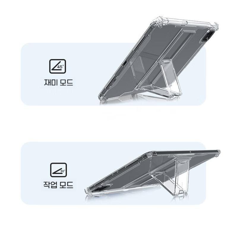 갤럭시탭 s10 플러스 울트라 투명 케이스 s펜 슬롯 실리콘 거치대 커버 쉘 홀더 펜 트레이 삼성 갤럭시 탭 S10+(12.4인치) - 상세 이미지 4