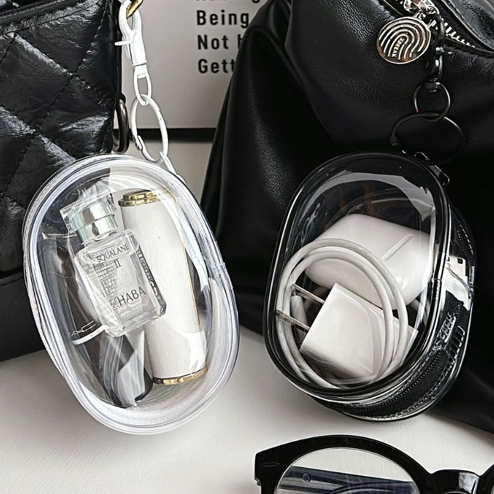 투명 인형 파우치 키링 미니 이타백 pvc 파우치백 무지 화장품 립스틱 립 방수 비닐 원형 케이블 usb 가방 10cm - 상세 이미지 4