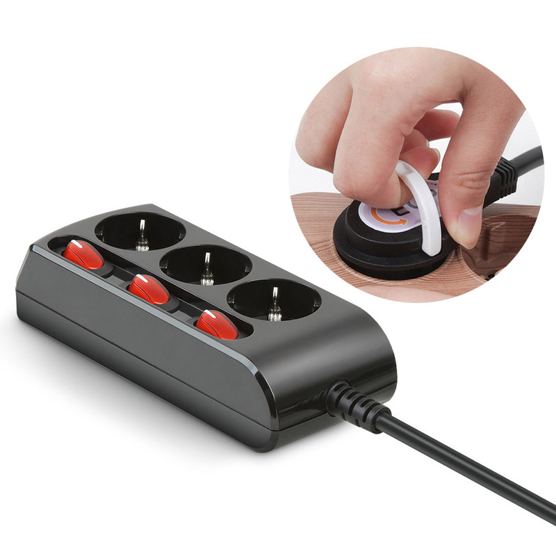 러그박스 개별 납작 멀티탭 이지쿡 플러그 콘센트 3500W 고용량 5m, 3구, 1개