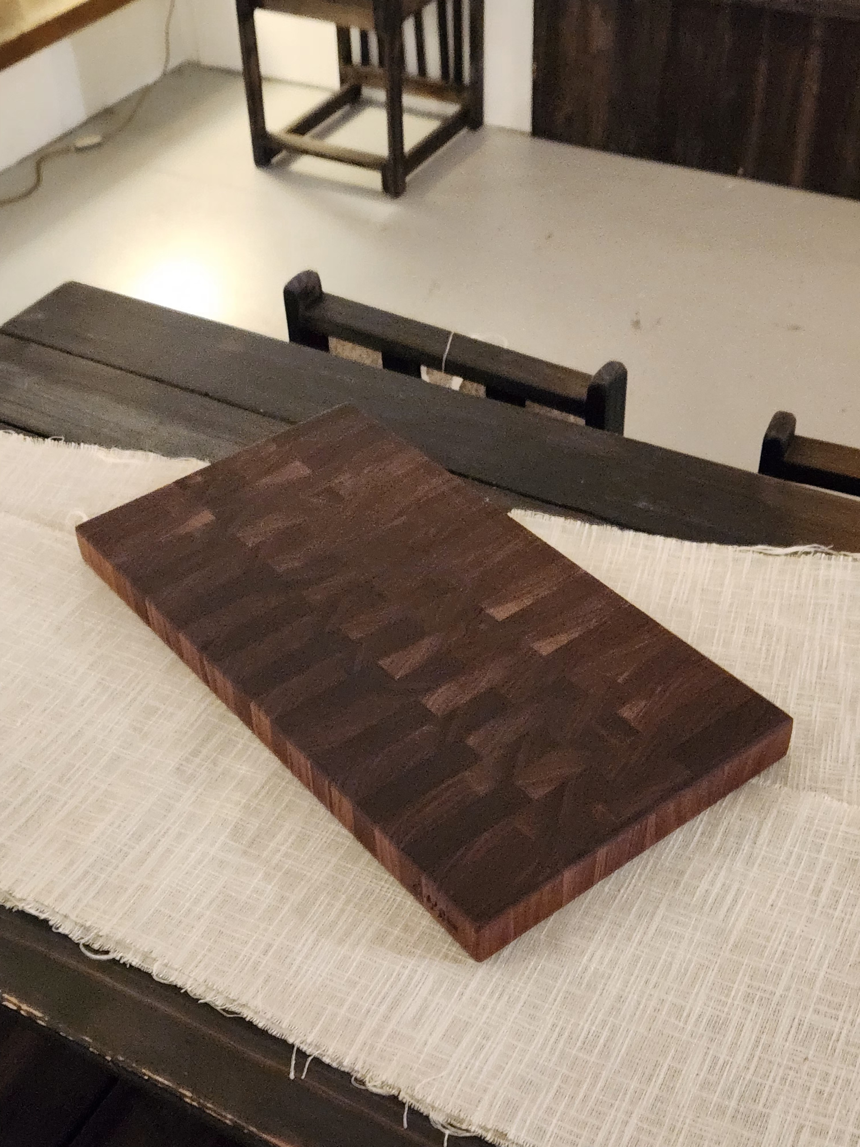 신현공예 월넛 호두 통원목 우드 주방 수제 양면 플레이팅 사각 대형 엔드그레인 나무도마