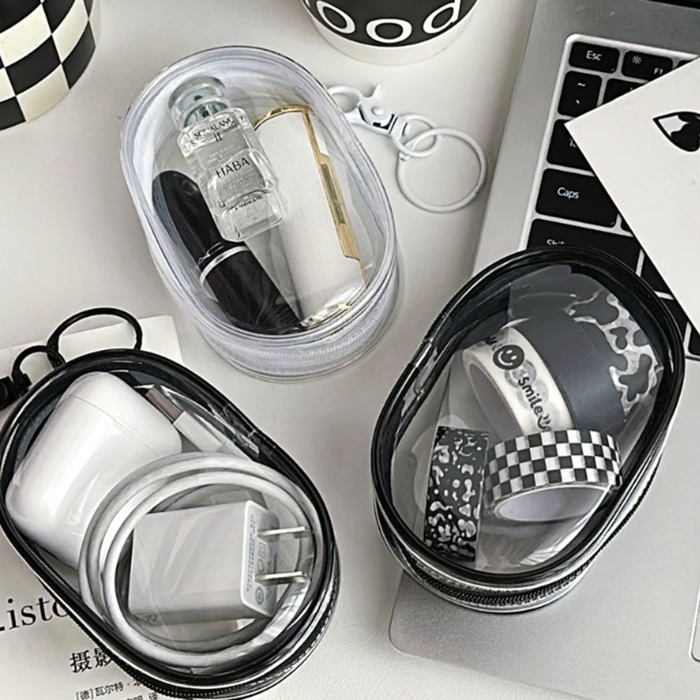 투명 인형 파우치 키링 미니 이타백 pvc 파우치백 무지 화장품 립스틱 립 방수 비닐 원형 케이블 usb 가방 10cm - 메인 이미지