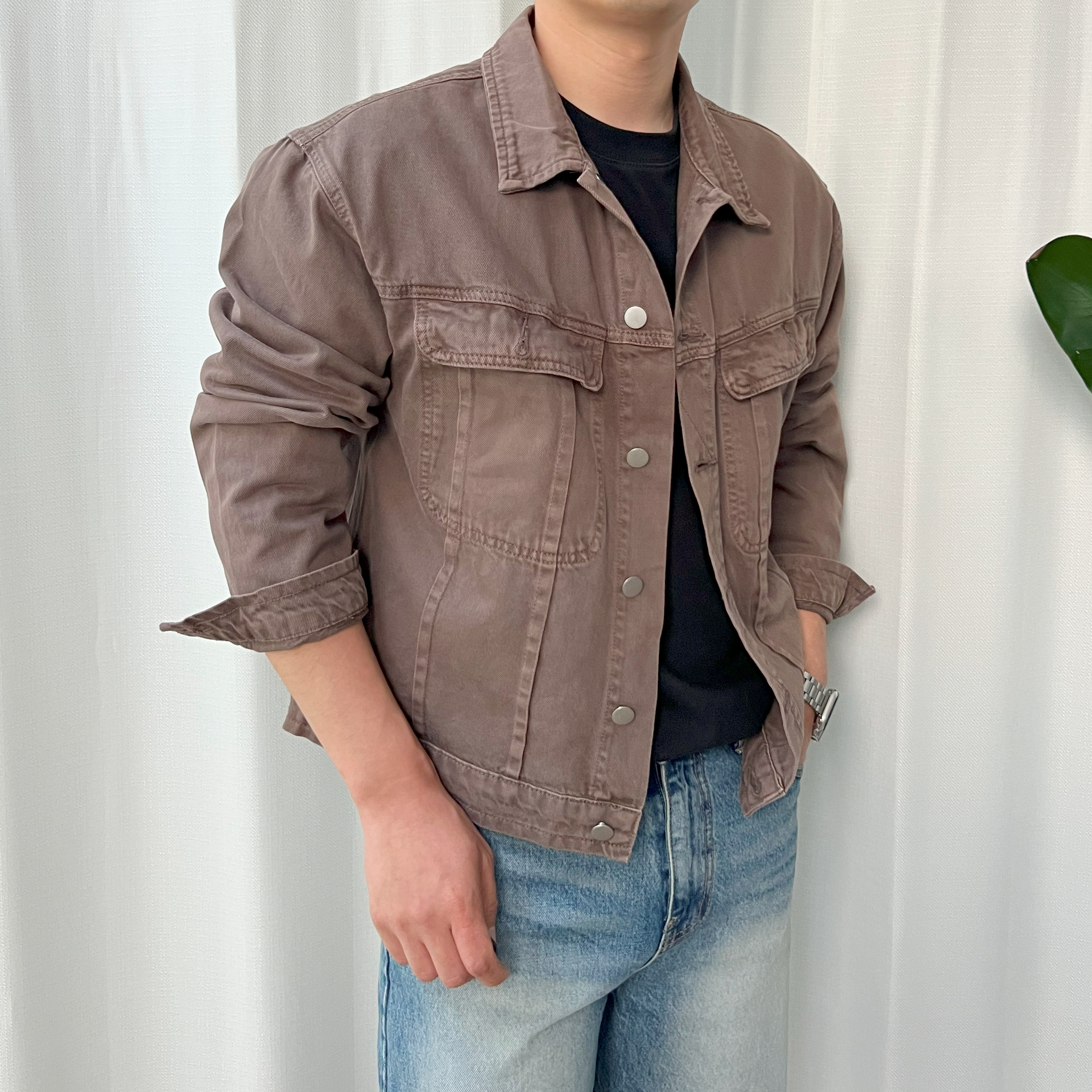 봄 가을 워싱 면 트러커 남자자켓 - 상세 이미지 2