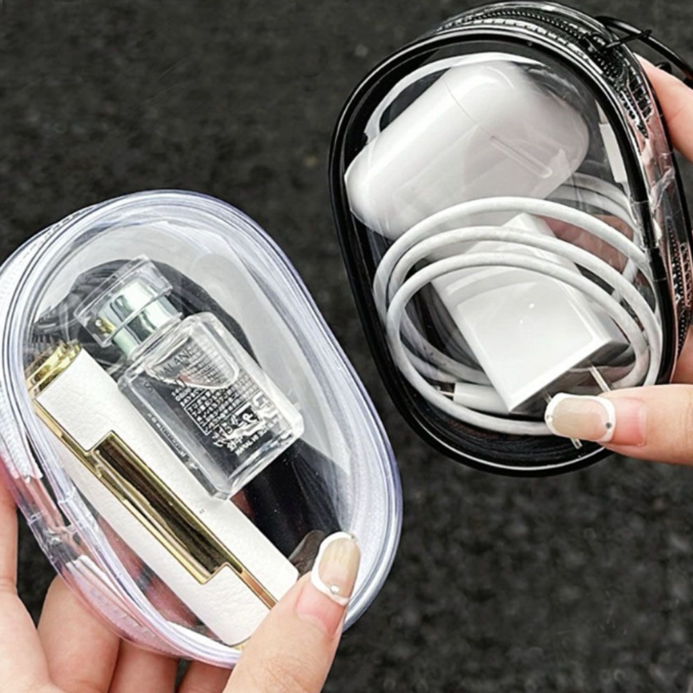 투명 인형 파우치 키링 미니 이타백 pvc 파우치백 무지 화장품 립스틱 립 방수 비닐 원형 케이블 usb 가방 10cm - 상세 이미지 5