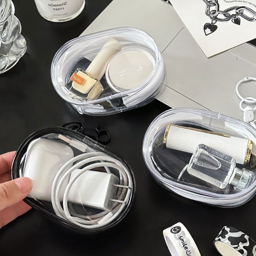 투명 인형 파우치 키링 미니 이타백 pvc 파우치백 무지 화장품 립스틱 립 방수 비닐 원형 케이블 usb 가방 10cm - 상세 이미지 2