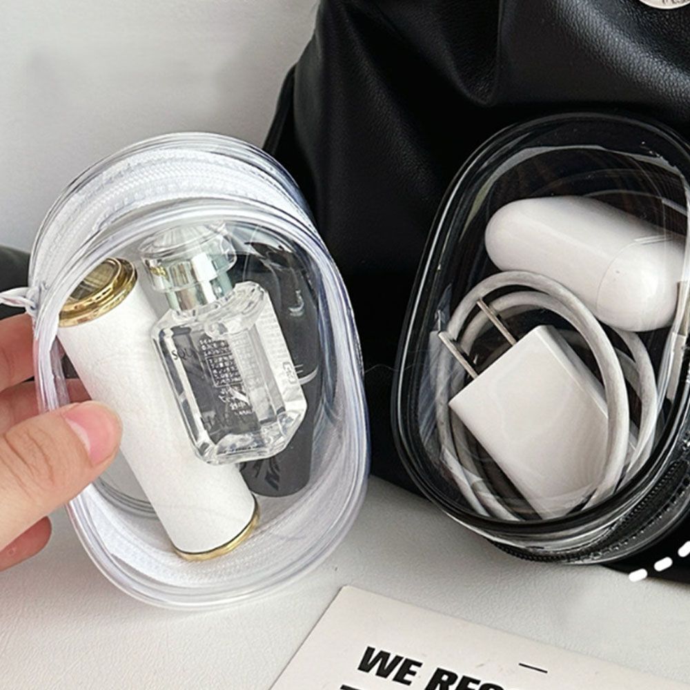 투명 인형 파우치 키링 미니 이타백 pvc 파우치백 무지 화장품 립스틱 립 방수 비닐 원형 케이블 usb 가방 10cm - 상세 이미지 3