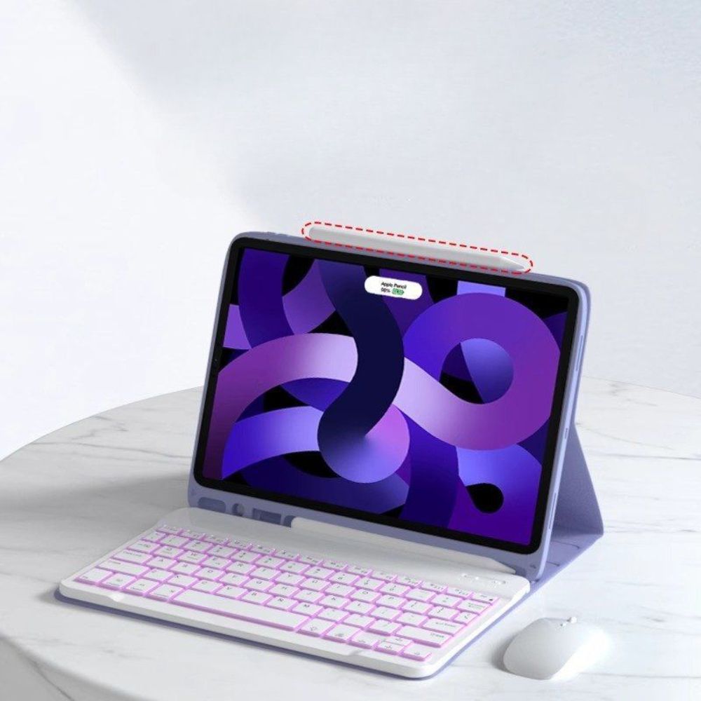 갤럭시탭 s10+ 케이스 블루투스 키보드 마우스 가죽 커버 삼성 갤럭시 탭 S10+(12.4인치) 라벤더퍼플+블루투스키보드+마우스+강화필름+펜 - 상세 이미지 5