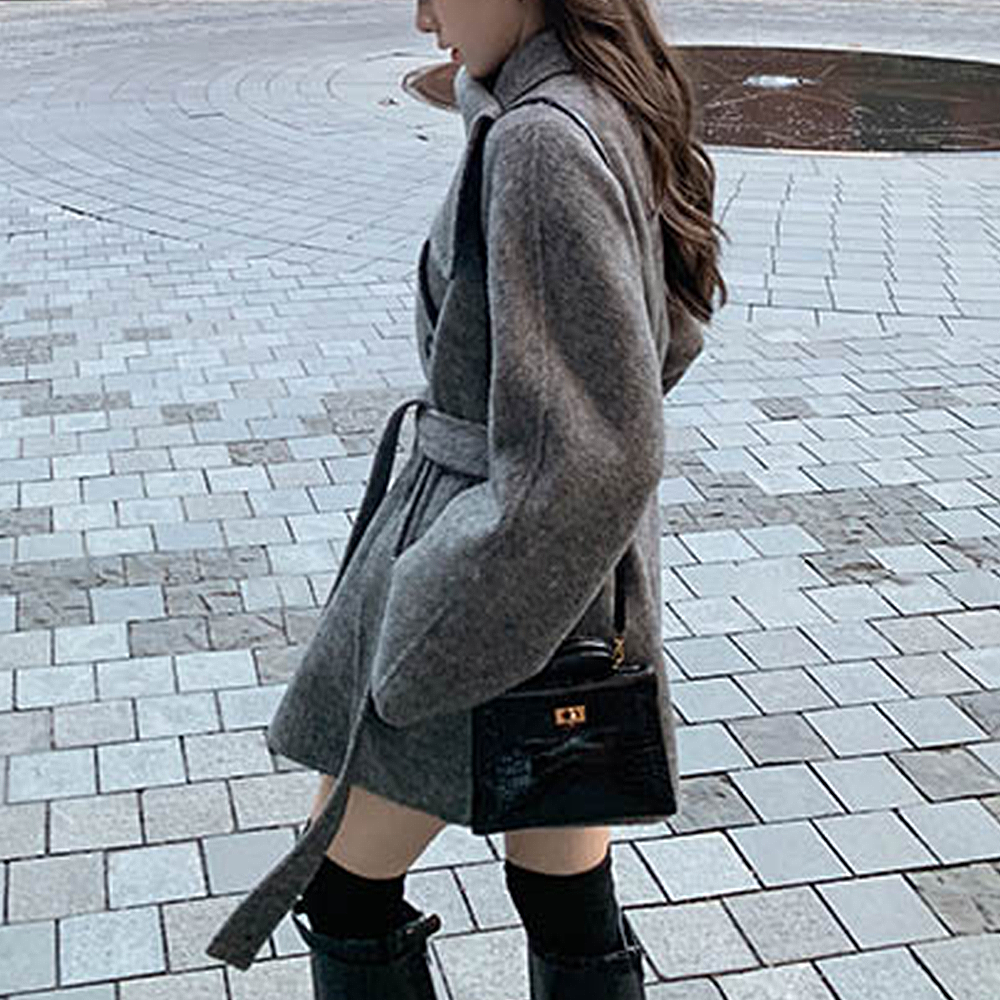양모 울100% 머플러 벨벳미디코트 - 상세 이미지 5