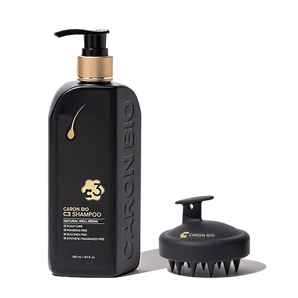 카론바이오 C3 샴푸 300ml+힐링 브러쉬 1개 모발 두피케어 홈케어 이시영 - 메인 이미지