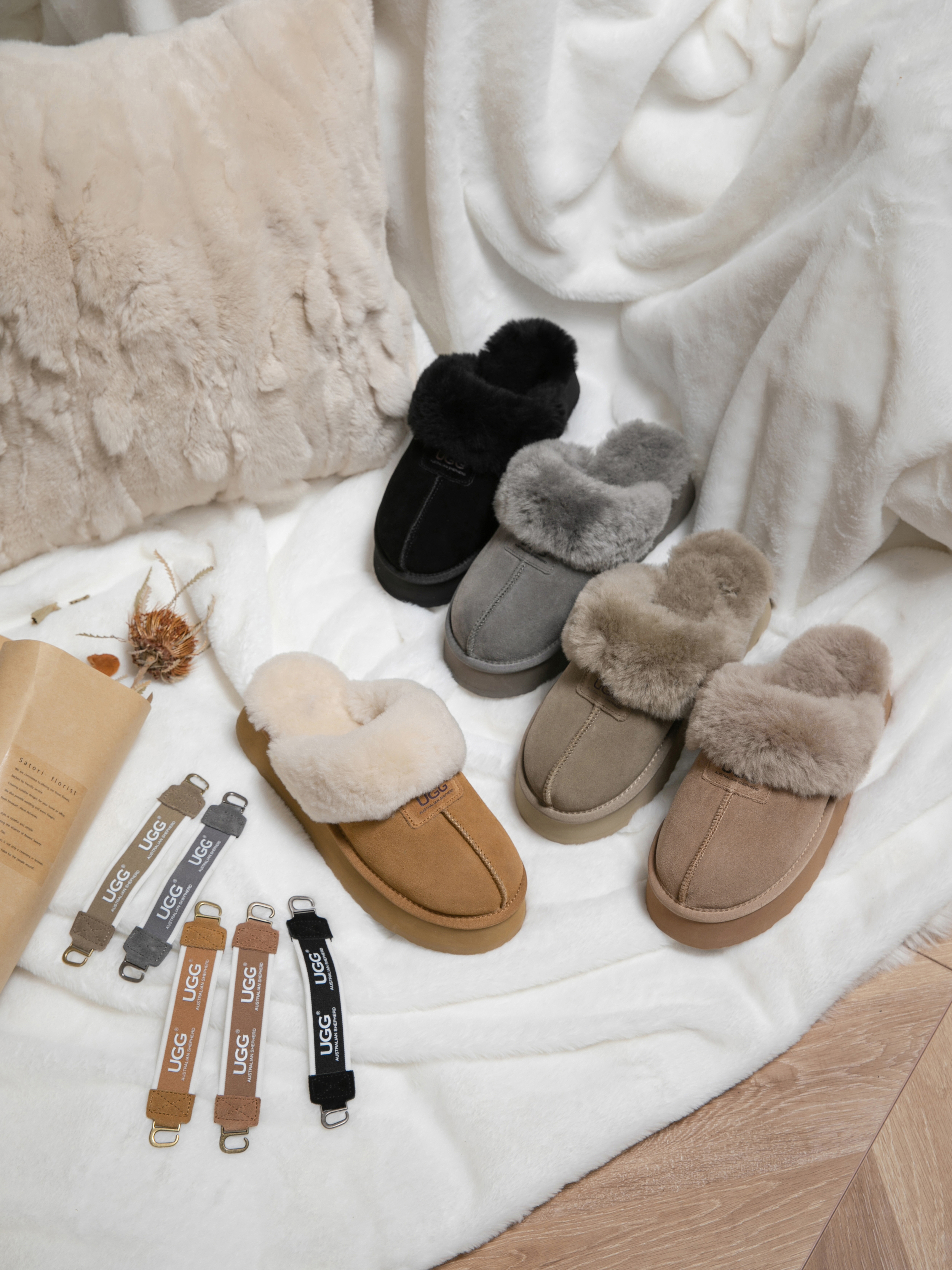 호주 어그 코케트 펀케트 수지 와플 머핀 플랫폼 통굽 밴딩 키높이 에버 여성 양털 슬리퍼