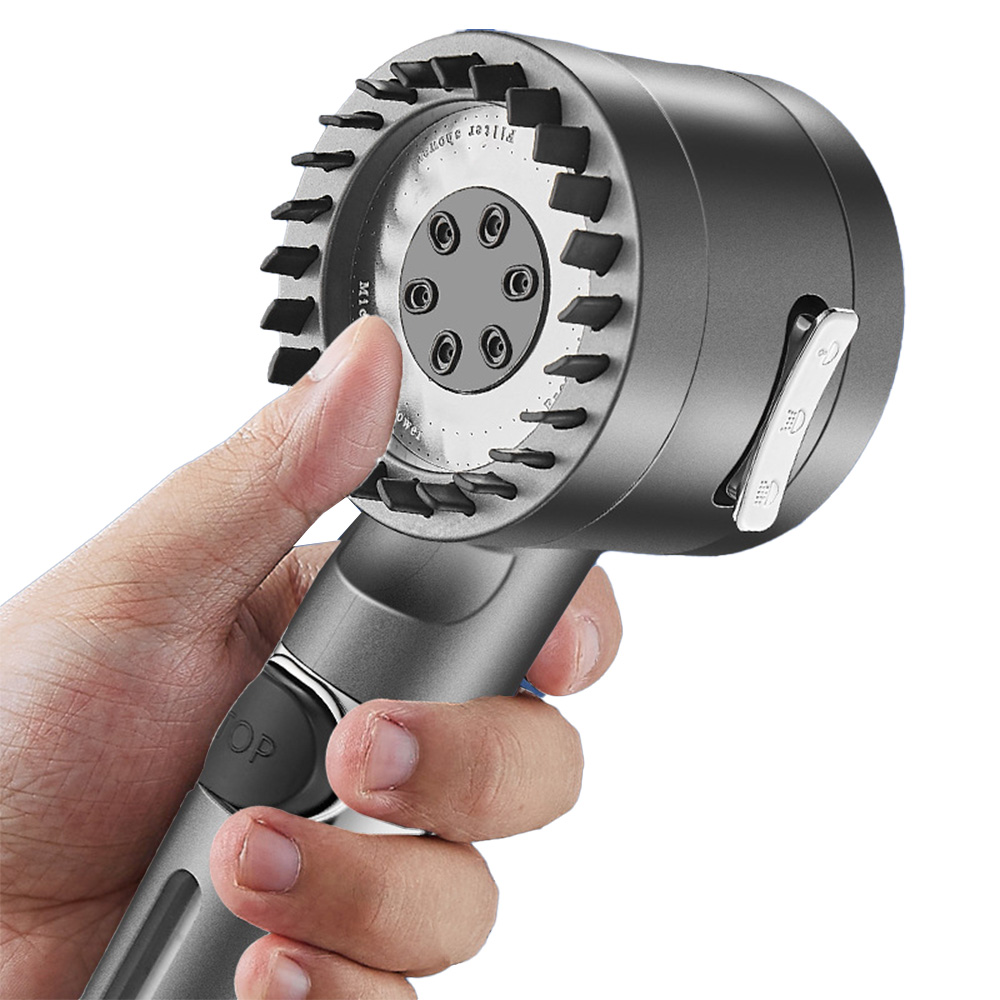 온오프 필터 샤워기 헤드 샤워헤드 수압상승 3단 물조절 원형블랙[뷰리썸]