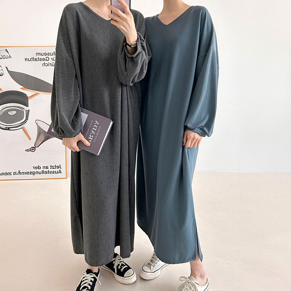 로라벨 제인 가을 원피스 빅사이즈 긴팔 니트 롱원피스 하객 맨투맨 임부복 임산부 데일리룩