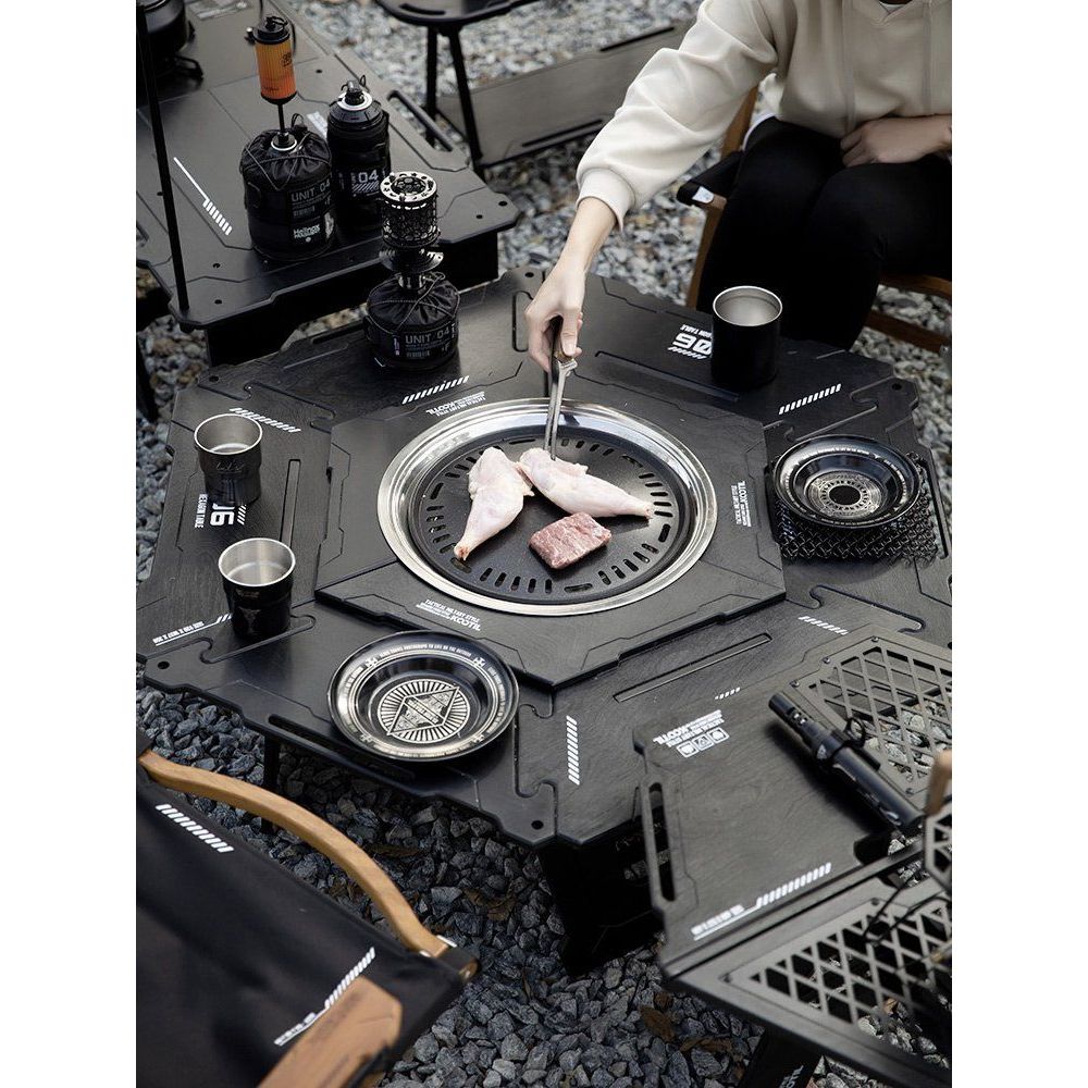 캠핑 접이식 화로 육각형 핵사 화로대 바베큐테이블 블랙