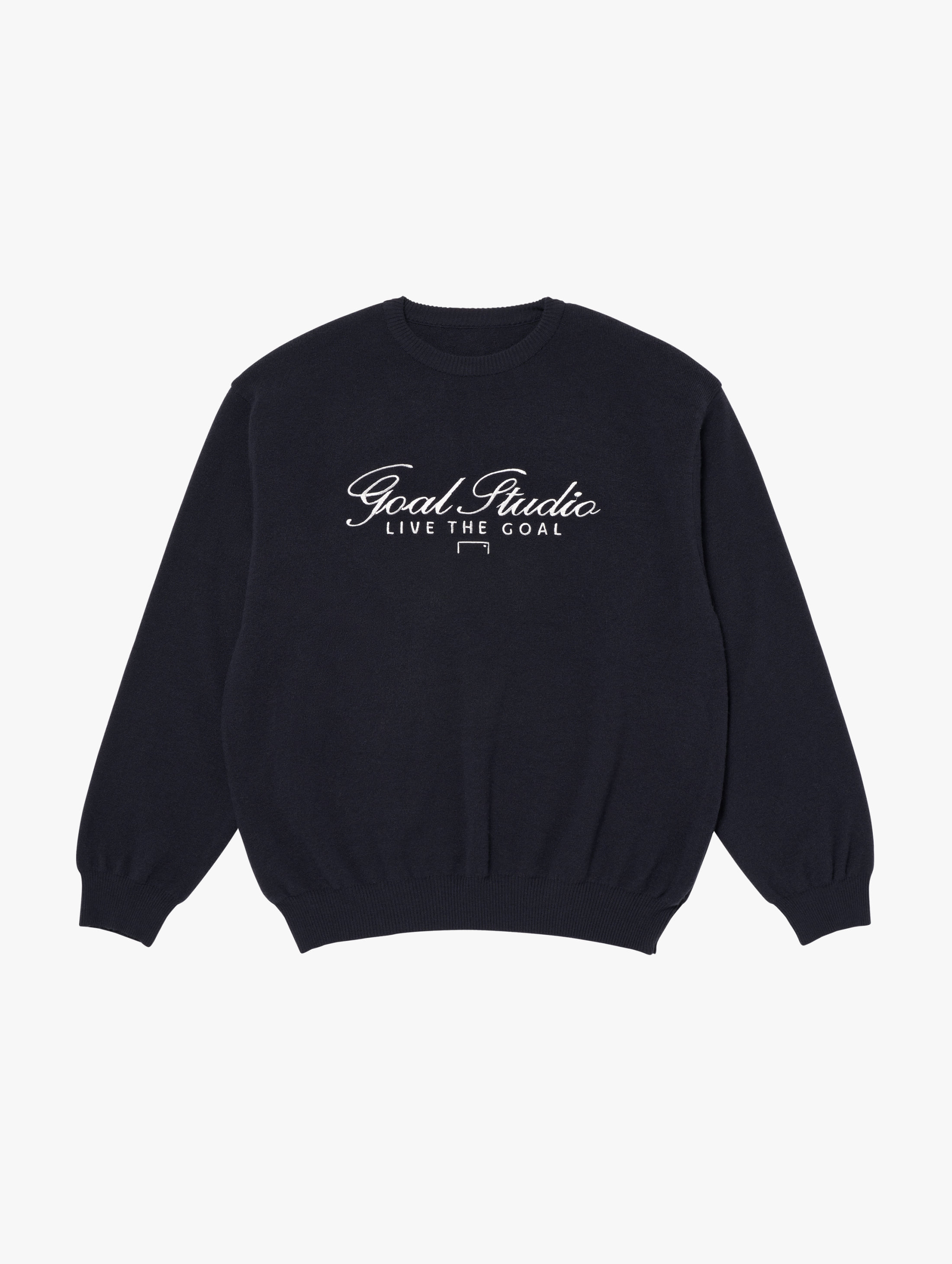 BASIC EMBROIDERY SWEATER-DARK NAVY - 상품 이미지