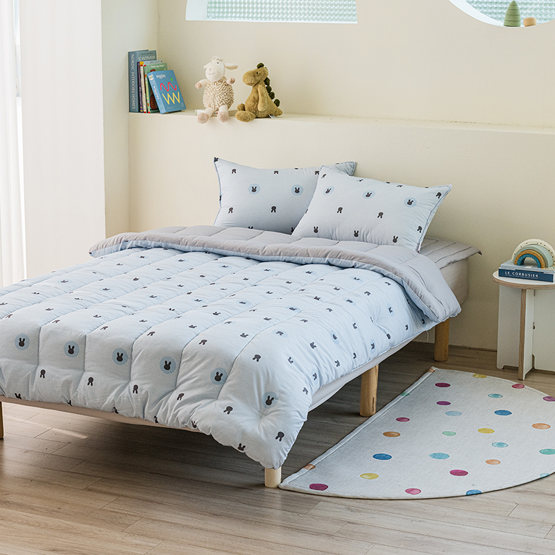 키즈 에어히트 발열 차렵 겨울이불 패드세트 에어래빗 블루 (토끼), S.SS(싱글.슈퍼싱글겸용)