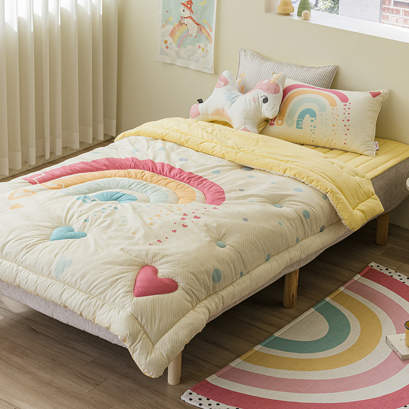 키즈 에어히트 발열 차렵 겨울이불 단품 레인보우 하트 (무지개), S.SS(싱글.슈퍼싱글겸용)