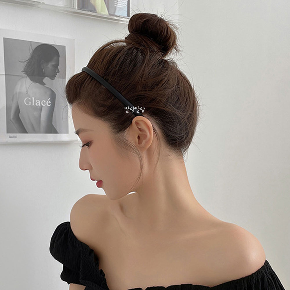 무광 블랙 이빨 편한 머리띠 심플 검정 남자 헤어밴드 - 상세 이미지 2