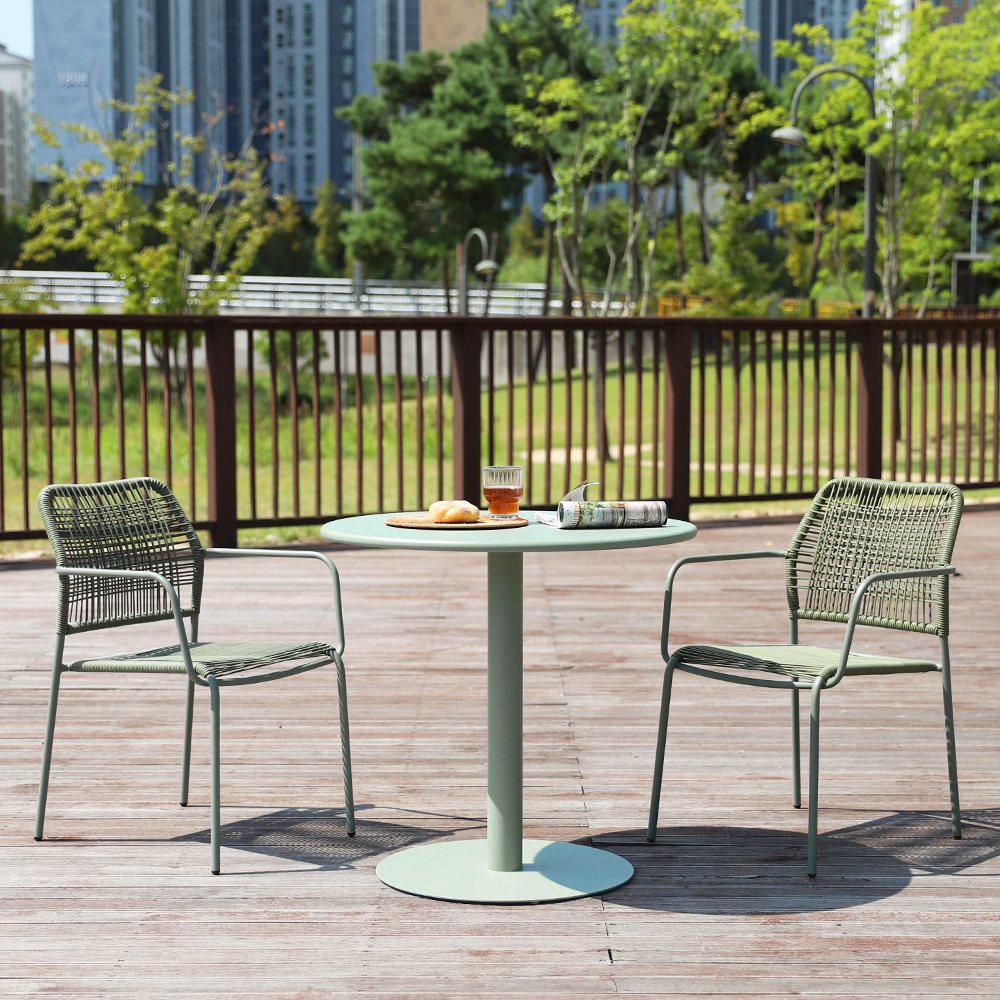 투밋 인테리어 디자인 홈카페 철제 원형 야외용 식탁 원형 테이블 600 그린