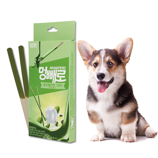 헬로도기 멍빼로 강아지덴탈껌 치석제거 강아지이갈이간식 클로렐라, 12개입, 1개 - 상세 이미지 2