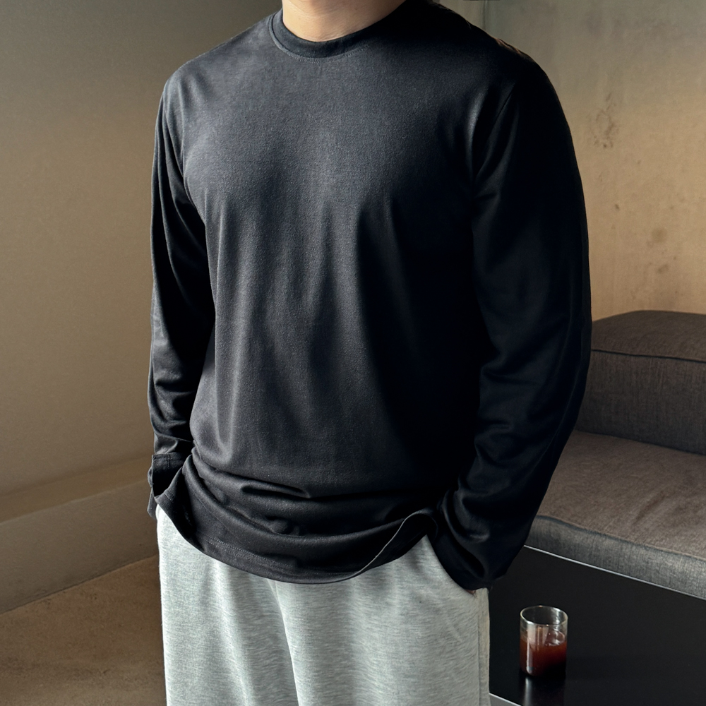 남자 롱슬리브 흰티 레이어드티 무지 긴팔티 이미지 8