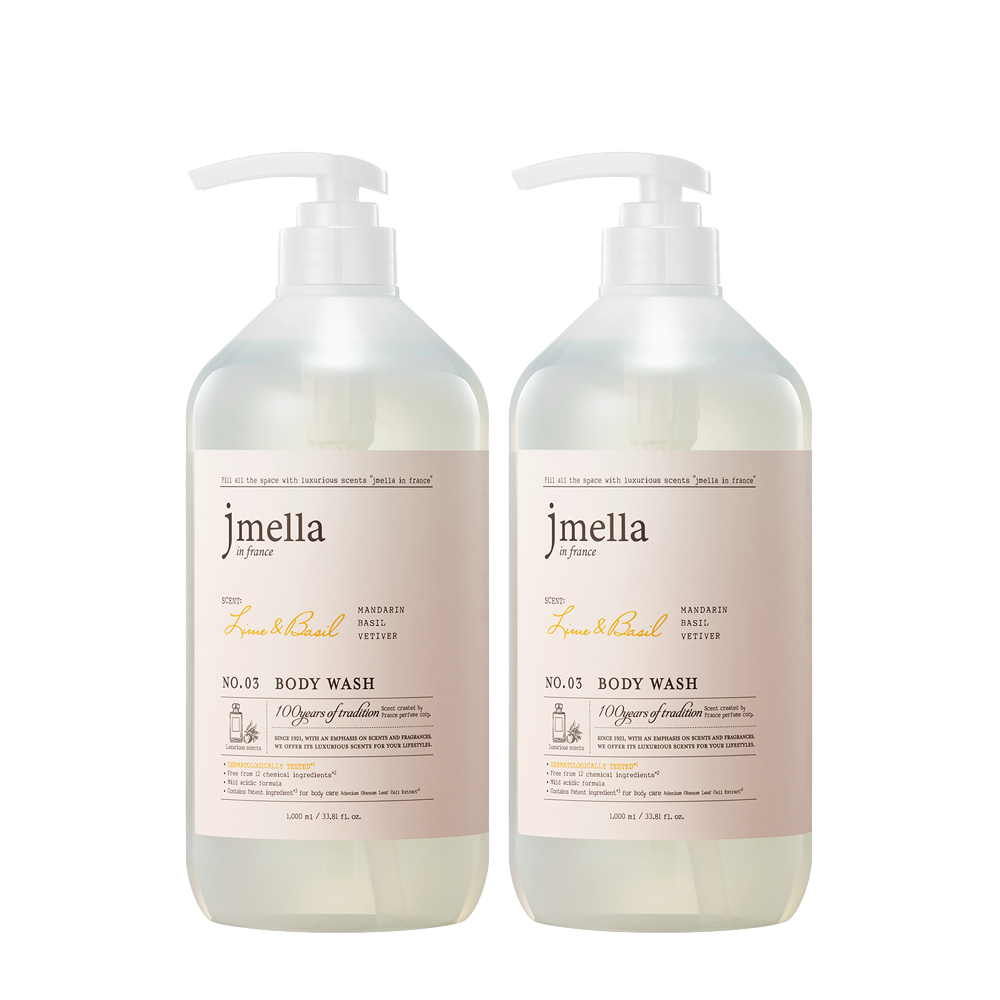 제이멜라 인 프랑스 라임 앤 바질 바디워시 시트러스향 1000ml 2개 - 상품 이미지