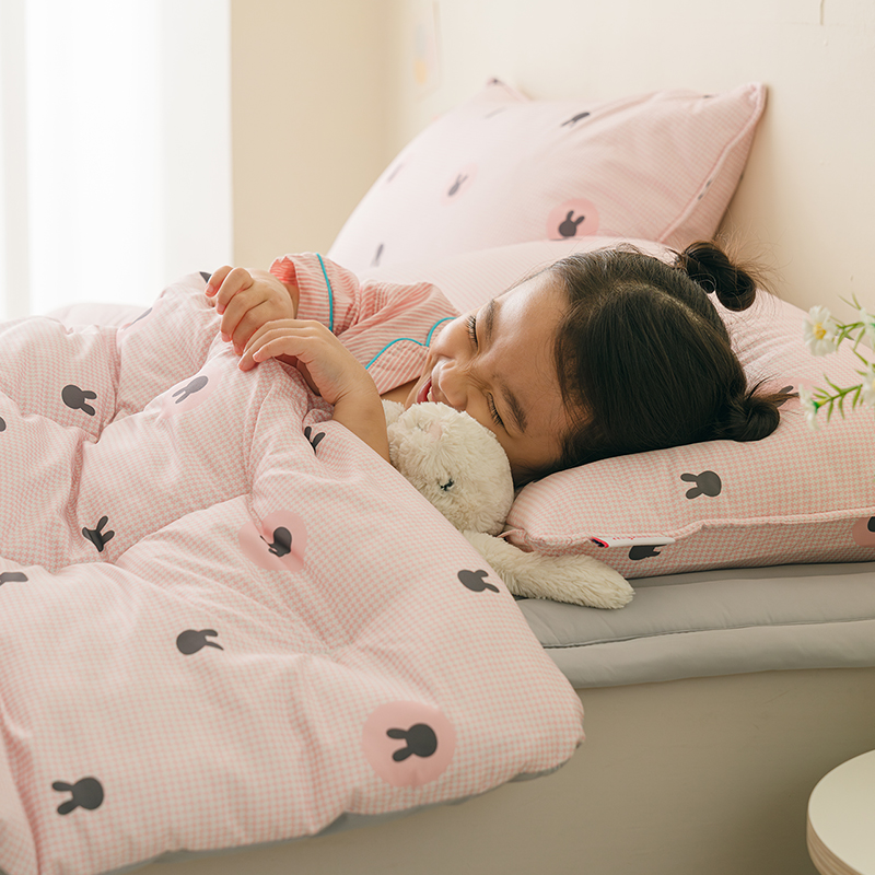 키즈 에어히트 발열 차렵 겨울이불 패드세트 에어래빗 핑크 (토끼), S.SS(싱글.슈퍼싱글겸용)