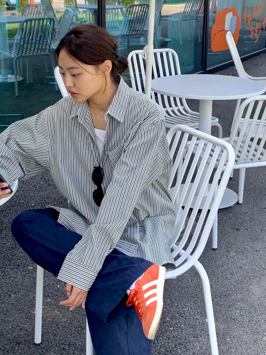 녹턴 남자스트라이프셔츠 오버핏셔츠 남녀공용 와이셔츠 - 상세 이미지 5