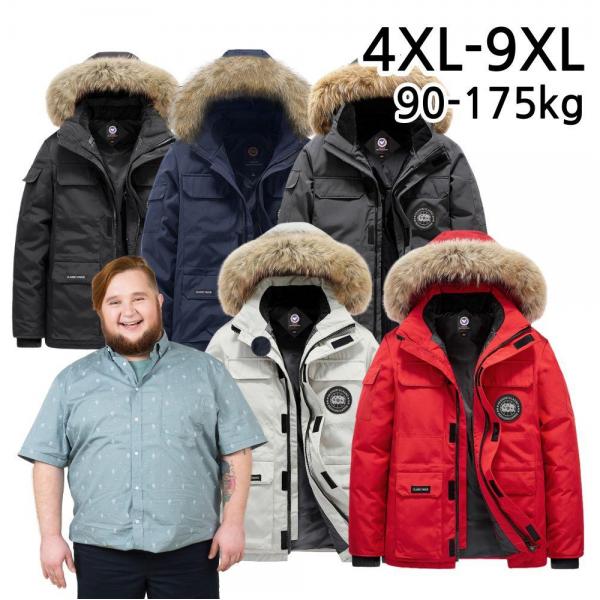 빅사이즈 9XL 175kg 겨울 남성 패딩 털모자 오리털 점퍼 5색상 발열 잠바 큰옷 - 상품 이미지