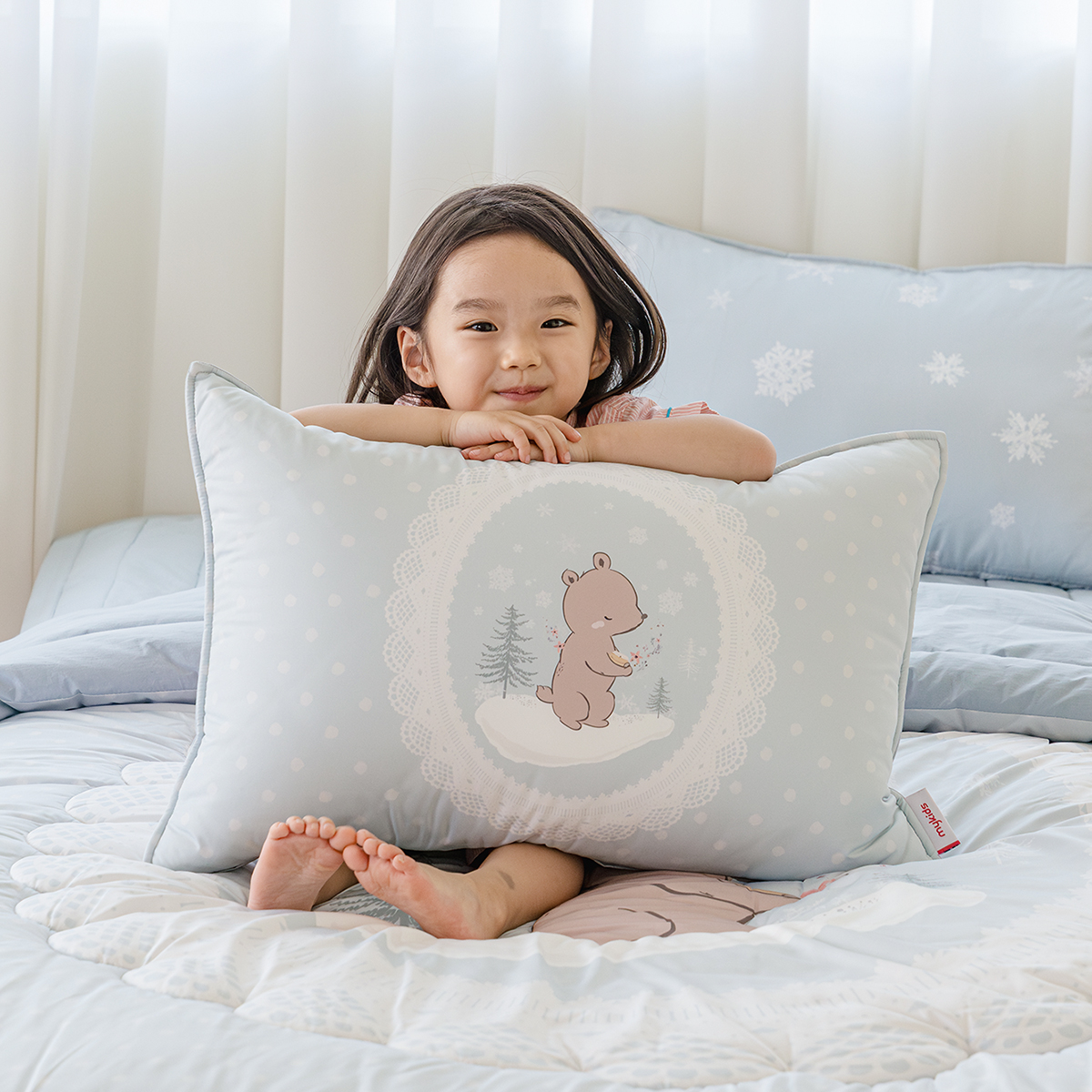키즈 에어히트 발열 차렵 겨울이불 단품 스노우 앤베어 (곰돌이), S.SS(싱글.슈퍼싱글겸용)