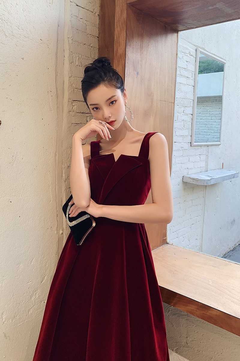 여성 민소매 파티드레스 대회 우아한 고급 디자인 피로연 행사장 이브닝의상 블랙 4컬러 - 상세 이미지 4