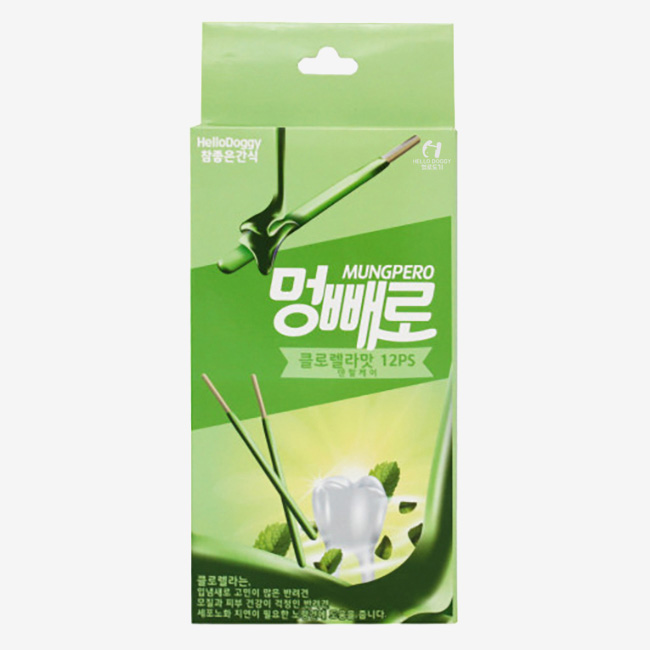 헬로도기 멍빼로 강아지덴탈껌 치석제거 강아지이갈이간식 클로렐라, 12개입, 1개 - 상품 이미지
