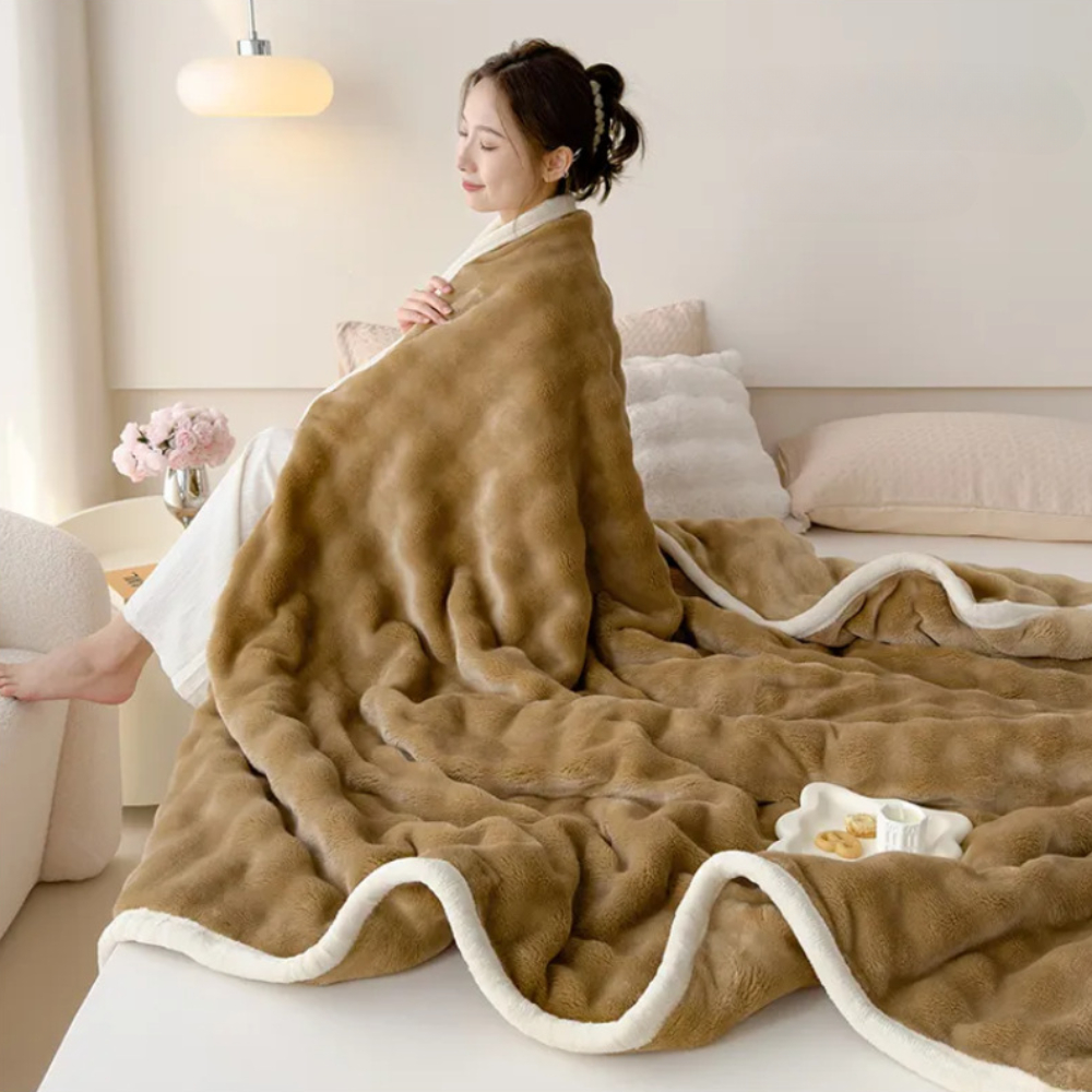 니뜰리히 극세사 밍크 담요 블랭킷 겨울 소파 와플 양털 이불 두꺼운 대형 - 상세 이미지 3