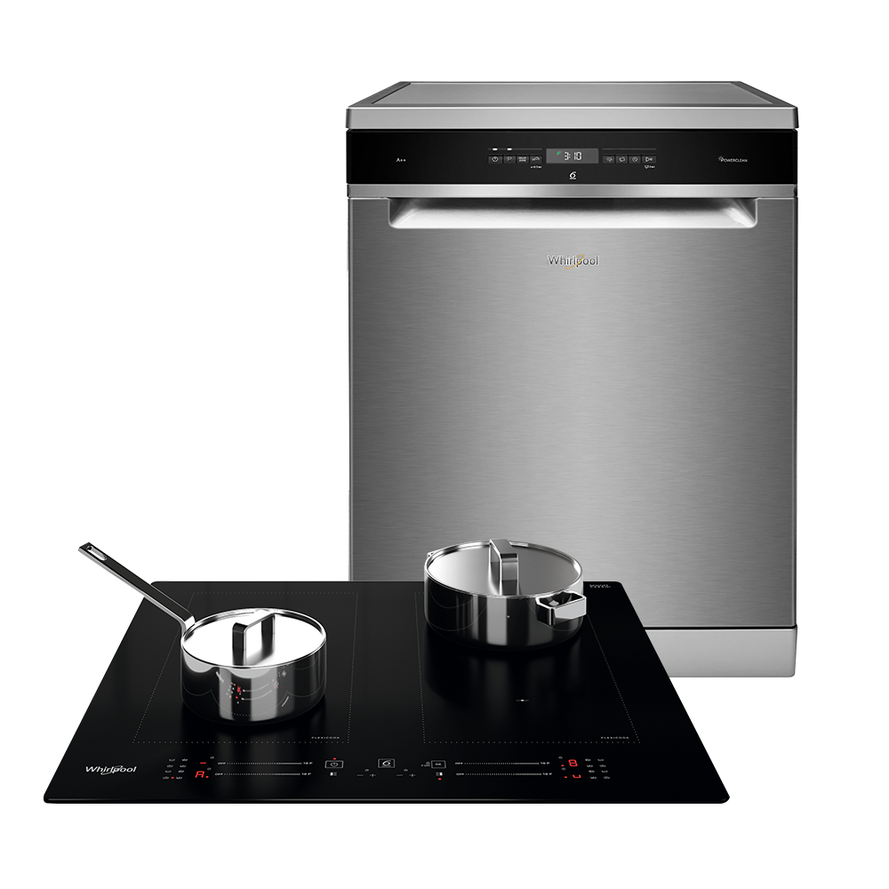 월풀 14인용 프리스탠딩 자동문열림 식기세척기 + 4구 플랙시존 인덕션 (WFO3T123PLXD+WLS1360NE)