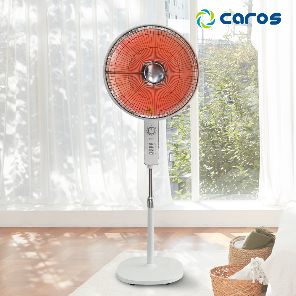 캐로스 선풍기형 히터 전기난로 온열기 난방기 사무실 업소용 양면 하이라이트 2구 열선풍기