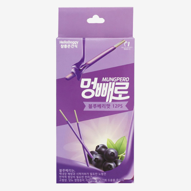 헬로도기 멍빼로 강아지덴탈껌 치석제거 강아지이갈이간식 블루베리, 12개입, 1개 - 메인 이미지