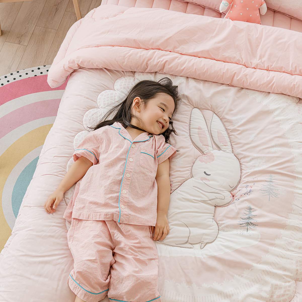 키즈 에어히트 발열 차렵 겨울이불 단품 스노우 앤래빗 (토끼), S.SS(싱글.슈퍼싱글겸용)